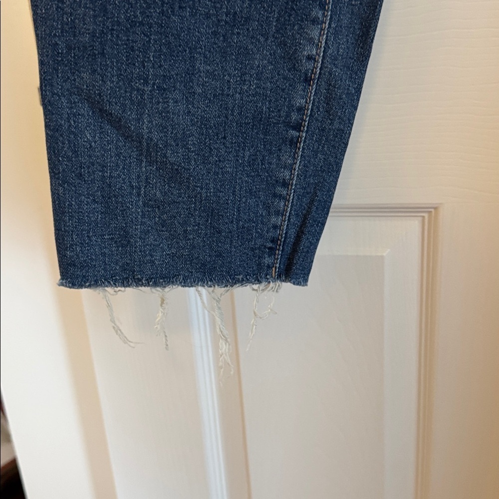 Old Navy Distressed High Rise O.G. Straight Secret Smooth Pockets in Dark Blue - Picture 7 of 11